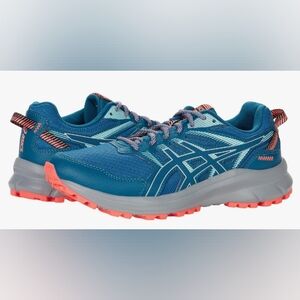 Asics Teal Blue Running Shoes with Coral Accents